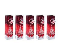 SIGEL GT024 Christmas Bottle Gift Bag "Sparkling Tree", 10 x 35 x 8 cm, 5 Pieces