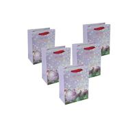 SIGEL GT126 Gift bag SIGEL small - blue/green - bauble - with base insert and colour-coordinated silk ribbon handles - plastic, white cardboard - 18 x 23 x 10 cm - pack of 5