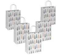 SIGEL Christmas gift bag 26 x 33 cm - pack of 5 | GT123, white, blue, gold, matching paper cord handles