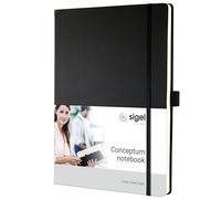 Sigel Notebook A4+ Ruled Sewn Side Bound Plastic Hardback Black Perforated 194 Pages