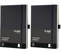 Sigel CO121 Premium Notebook squaRed, A5, hardcover, Black - Conceptum (Pack of 2)