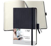 SIGEL CO132 Premium Notebook lined, A6, hardcover, Black - Conceptum black lined