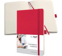 SIGEL CO325 Premium Notebook lined, A5, softcover, Red - Conceptum Red Lined
