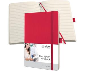 SIGEL CO325 Premium Notebook lined, A5, softcover, Red - Conceptum Red Lined