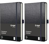 Sigel CO404 Conceptum Notebook, Squared, Approx. A5, Grey, hardcover, 194 Pages (Pack of 2)
