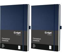 Sigel CO646 Premium Notebook squaRed, A4, hardcover, Blue - Conceptum (Pack of 2)