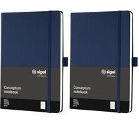 Sigel CO656 Premium Notebook squaRed, A5, hardcover, Blue - Conceptum (Pack of 2)