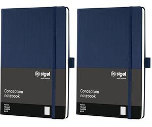 Sigel CO656 Premium Notebook squaRed, A5, hardcover, Blue - Conceptum (Pack of 2)
