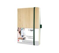 SIGEL CO671 Premium Notebook dotted, A5, real bamboo softcover, Beige - Conceptu