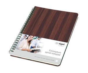 SIGEL CO675 Spiral notepad Conceptum, Nature Edition, woodgrain, dotted (dot grid), approx. A5, brown, hardcover, 160 pages, FSC-certified