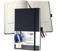 SIGEL CO700 Weekly planner, undated, in German, A5, hardcover, Black - Conceptum