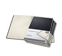 SIGEL CO801 Pack of 5 Notepads, approx. A4 (21 x 29.7 cm), lined, hardcover, Black - Conceptum