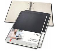 SIGEL CO820 Spiral Notepad, approx. A4, squaRed, hardcover, Black, 3 Pieces - Conceptum