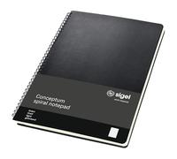 Sigel Notebook A4 Ruled Spiral Side Bound Plastic Hardback Black Perforated 160 Pages