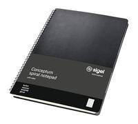 SIGEL CO840 Spiral Notepad, with Index, approx. A4, squaRed, hardcover, Black - Conceptum