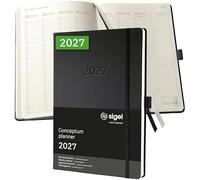 SIGEL C2718 Weekly planner Conceptum 2027-1 year - A4+ - black - vertical layout - 2 pages = 1 week - hardcover - 80 gsm - 192 p. - FSC-certified