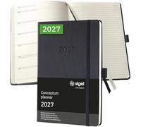 SIGEL C2714 Weekly planner and notes Conceptum 2027-1 year - approx. A5 - black - 2 pages = week on left/notes on right - hardcover - 80 gsm - 192 p. - FSC-certified