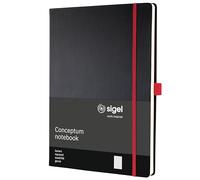 SIGEL CO660 Premium Notebook squaRed, A4, hardcover, Black, Red - Conceptum