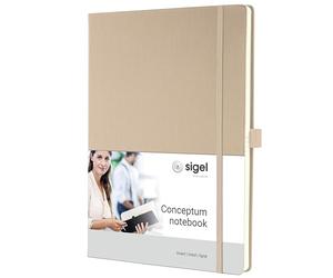 Sigel Conceptum Premium A4 Hardcover Notebook | CO641, ruled, beige, ideal as a diary, bullet journal, idea book or writing notebook