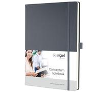 Sigel Conceptum Premium A4 Hardcover Notebook | CO648, squared, grey, ideal as a diary, bullet journal, idea book or writing notebook