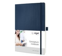 Sigel Notebook A4 Ruled Sewn Side Bound Plastic Soft Cover Midnight Blue Perforated 194 Pages