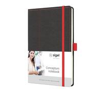 SIGEL CO695 Conceptum Notebook, design Casual, dotted (dot grid), approx. A5, Grey, Red, hardcover, 194 pages