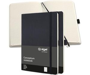 Sigel Conceptum Premium A5 Softcover Notebook - Pack of 3 | CO320, squared, black, ideal as a diary, bullet journal, idea book or writing notebook