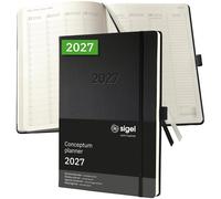 SIGEL C2718 Weekly planner Conceptum 2027-1 year - A4+ - black - vertical layout - 2 pages = 1 week - hardcover - 80 gsm - 192 p. - FSC-certified