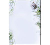 SIGEL DP302 Christmas writing paper, branches and baubles, 21 x 29,7 cm, 90g/m², White and Green, 25 sheets