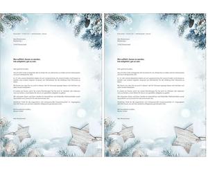 SIGEL DP312 Christmas Writing Paper, Branches and Stars, 21 x 29,7 cm, 90g/m², White and Green Blue, 25 Sheets (Pack of 2)