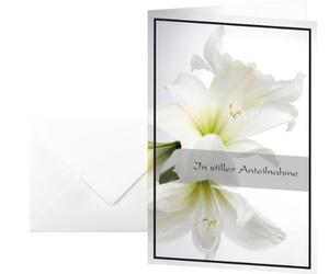 Sigel DS006 Sympathy Cards with White Amaryllis Design 17x11.5 cm Including White Envelopes [Pack of 10, German Language Product]