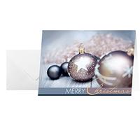 SIGEL DS024 25 Christmas or greeting cards with envelope, Christmas decorations design, 10.5 x 14.8 cm, bronze and silver, easy to print