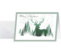 SIGEL DS063 Christmas cards 2 folds, 10.5 x 14.8 cm, Green, 25 Pieces + 25 White envelopes included, easy to print