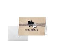 SIGEL DS079 2-fold Christmas cards, 10.5 x 14.8 cm, beige, 25 -Piece + 25 white envelopes included, easy to print