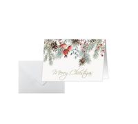 SIGEL DS085 Christmas cards "Red berries and pine cones", A6 landscape, 25 cards incl. envelopes, easy to print