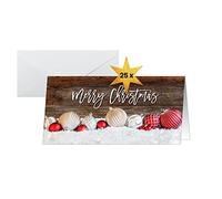 SIGEL DS090 Christmas cards "Red and White Christmas with dark wood", DL, 25 cards in nvelopes, easy to print