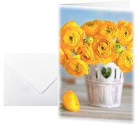 SIGEL DS104 Set of 10 thank you or greeting cards with envelope, buttercup design, 2-fold, 11.5 x 17 cm, yellow