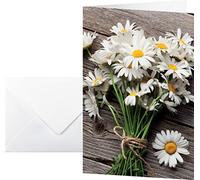 SIGEL DS105 Set of 10 thank you or greeting cards with envelope, daisy design, 2-fold, 11.5 x 17 cm, white