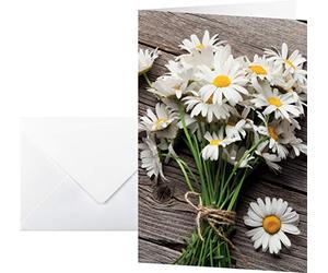 SIGEL DS105 Set of 10 thank you or greeting cards with envelope, daisy design, 2-fold, 11.5 x 17 cm, white