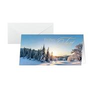 SIGEL DS638 Christmas Cards - Winter Landscape - Blue/White/Gold - DL - 25 Cards - in nvelopes