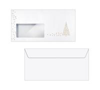 SIGEL DU084 Christmas envelopes "Golden Tree", DL, with window, 90 gsm, 50 Piece