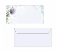 SIGEL DU302 Envelopes with Christmas pattern, White and Green, DL size (11 x 22 cm), 50 Pieces