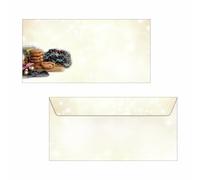 SIGEL DU304 Envelopes with Christmas pattern, Beige and brown, DL size (11 x 22 cm), 25 Pieces