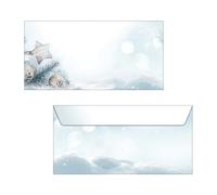 SIGEL DU312 Envelopes with Christmas pattern, Blue and White, DL size (11 x 22 cm), 25 Pieces