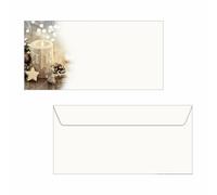 SIGEL DU450 Christmas envelopes "Beige Christmas Candle" - Beige, Brown, White - gummed - DL - 25 envelopes
