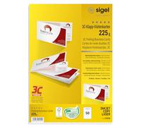 SIGEL LP838, 180x55 mm (A4), Folding Business Cards, 3C, smooth cut all around, 225 gsm, printable, bright White, 50 Piecesequal to10 sheets