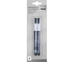 SIGEL GL178 Chalk Marker 20, round-tip 1-2 mm, white, 2 pcs.