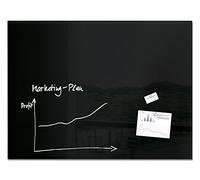 SIGEL GL210 Premium Glass magnetic Board, glossy surface, 120 x 90 cm, easy mounting, Black - Artverum