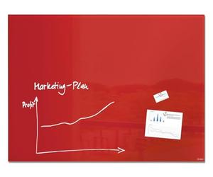 SIGEL GL212 Premium Glass magnetic Board, glossy surface, 120 x 90 cm, easy mounting, Red - Artverum