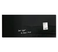 SIGEL GL240 Premium Glass magnetic Board, glossy surface, 130 x 55 cm, easy mounting, Black - Artverum